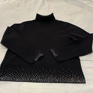 Black turtleneck sweater with crystal sequins - size large